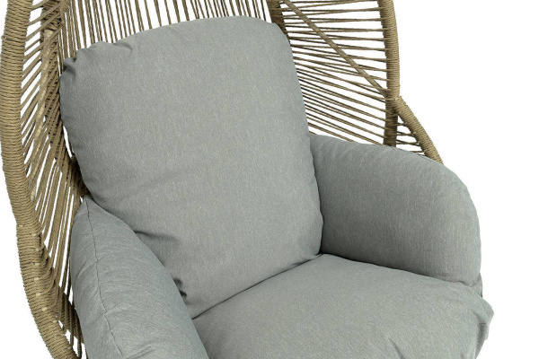 Кресло-кокон из искусственного ротанга, Барселона, цвет: соломенный