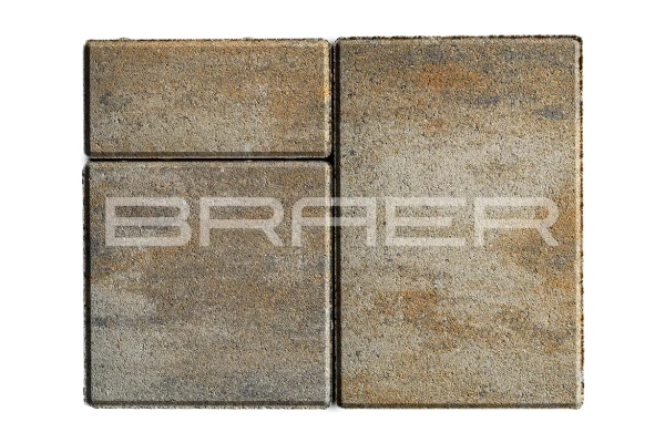 Тротуарная плитка Braer Старый город Ландхаус 80 мм 80х160, 160х160, 240х160 мм, прямоугольная, цвет: Color Mix Песчаник