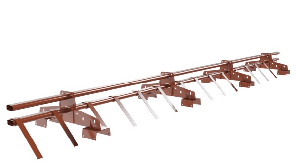 Снегозадержатель для профнастила Н-114 Borge L=3000 мм, 4 опоры, 2 трубы, овал 25х45 RAL 8004