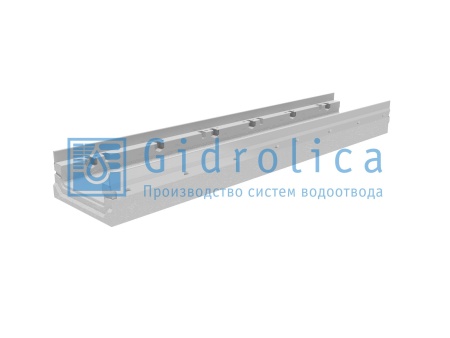 Лоток водоотводный бетонный Gidrolica BGF-Z DN150, h100, с оц насадкой, 12670
