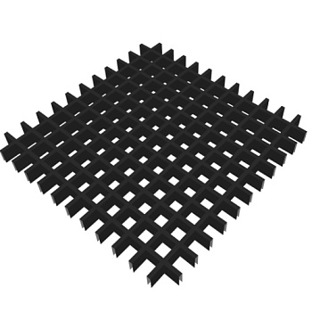 Потолок Грильято, решетка 50х50 мм, h = 40 мм, 0.32 мм, черный