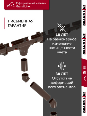 Комплект водосточной системы Дизайн 135 ПВХ Grand Line, 6м/3м, шоколадный