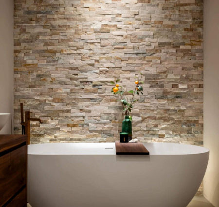 Сланец, 3D панель из камня, 600х150 мм, Classic Beige Slate, 8 шт/уп
