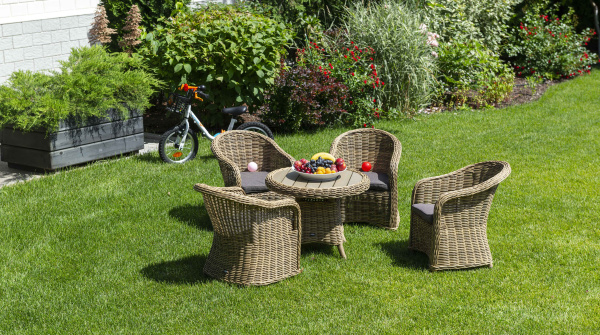 Стол кофейный из искусственного ротанга, Равенна цвет: соломенный