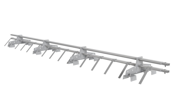 Снегозадержатель для профнастила Н-114 Borge L=3000 мм, 4 опоры, 2 трубы, овал 25х45 RAL 7004