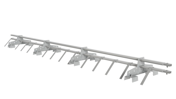 Снегозадержатель для профнастила Н-114 Borge L=3000 мм, 4 опоры, 2 трубы, овал 25х45 RAL 9006