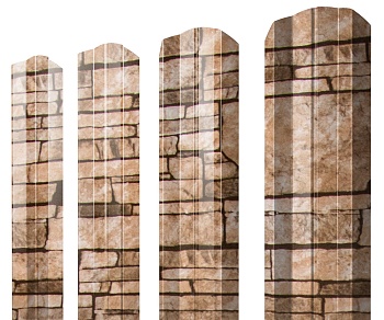 GL Штакетник М-образный A, фигурный 0.45 мм, Print Elite, Sand Stone TwinColor