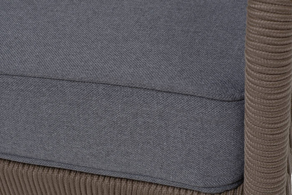 Диван 3-местный из роупа, Канны,каркас алюм коричневый муар, роуп коричневый круг, ткань темно-серая