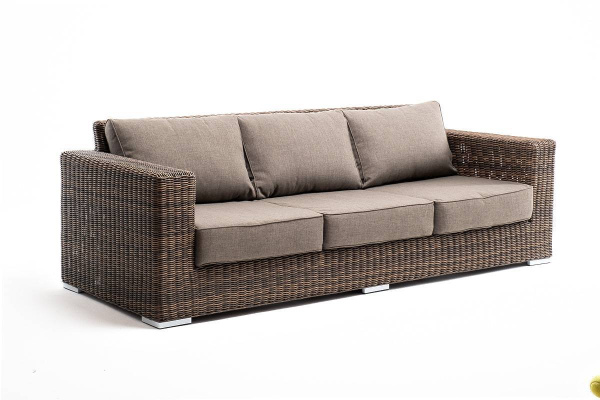 Диван 3-местный из искусственного ротанга, Боно коричневый