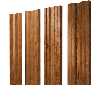 GL Штакетник Twin, фигурный 0.45 мм, Print Elite, Golden Wood TwinColor