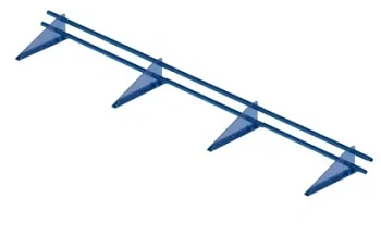 Снегозадержатель трубчатый RoofRetail, L=3000 мм, 4 опоры, 2 трубы, круг Ø25 мм RAL 5005