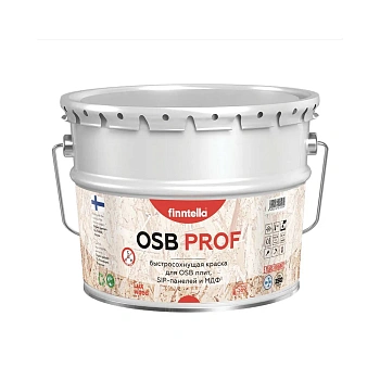 Краска Finntella, OSB Prof lux, для ОСБ, SIP и МДФ быстросохнущая полуматовая, уп. 9 л колеровка