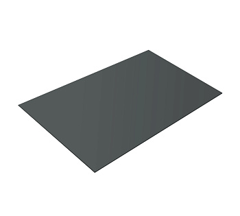 Плоский лист GL, 1250 х 2000 мм, с пленкой 0.45 мм, PE, RAL 7005