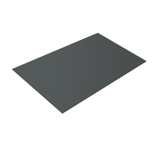 Плоский лист GL, 1250 х 2000 мм, с пленкой 0.45 мм, PE, RAL 7005