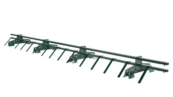 Снегозадержатель для профнастила Н-60, Н-75 Borge L=3000 мм, 4 опоры, 2 трубы, овал 25х45 RAL 6005