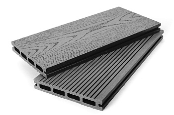 Террасная доска Grand Line 140 мм, L= 3000 мм вельвет и тиснение, цвет: графит