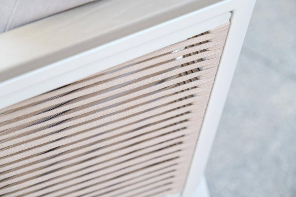 Кресло из роупа садовое, Сан Ремо, каркас алюминий белый, роуп бежевый, ткань бежевая