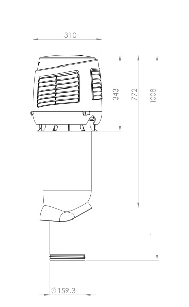 Приточный вентиляционный элемент Vilpe, INTAKE, 160/ ER/ 700 мм коричневый
