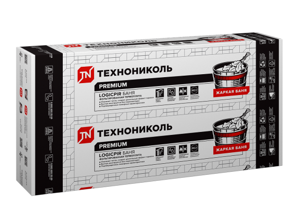 Технониколь, Logicpir Баня Ф/Ф Г1 1190х590х50 мм 3.51 м2, 0.17 м3