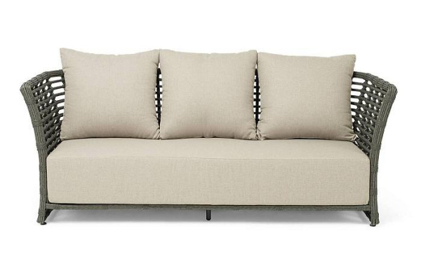 Диван 3-местный из искусственного ротанга, Валенсия цвет: серый