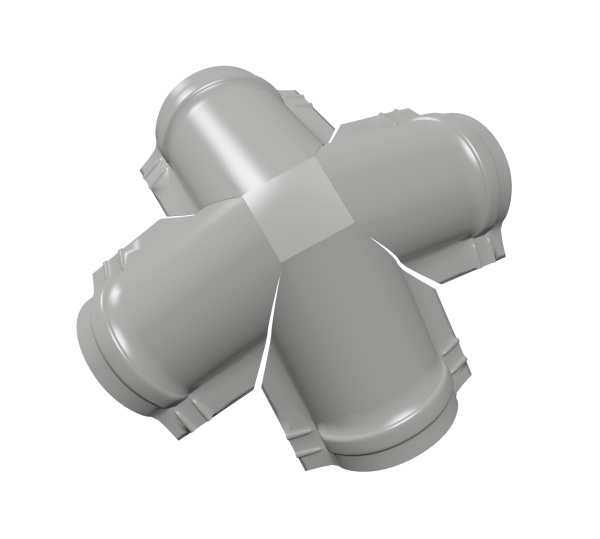 GL X-четверник конька полукруглого 0.5 мм, Satin, RAL 9006