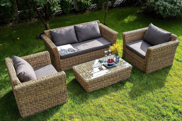 Кресло плетеное из искусственного ротанга /гиацинт/, Капучино цвет: соломенный