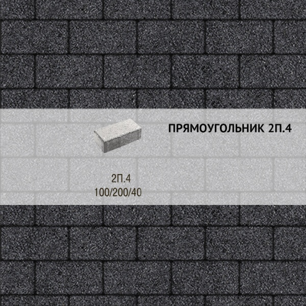 Плитка тротуарная Выбор, прямоугольник, стоунмикс, 200x100x40 мм, 2П.4 Черный