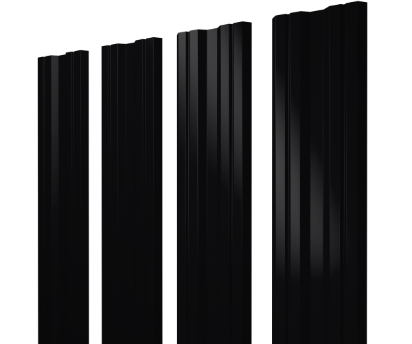 GL Штакетник Twin с прямым резом 0.45 мм, Drap ТХ, RAL 9005
