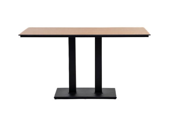 Стол из HPL 140х70 см, Каффе, цвет: дуб, подстолье двойное черное