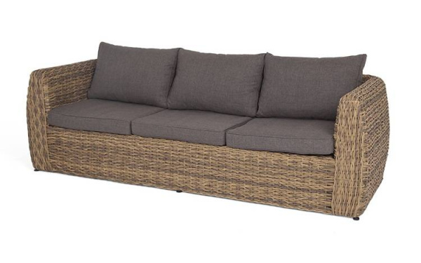 Диван 3-местный из искусственного ротанга /геоцинт/, Кальяри цвет: серый