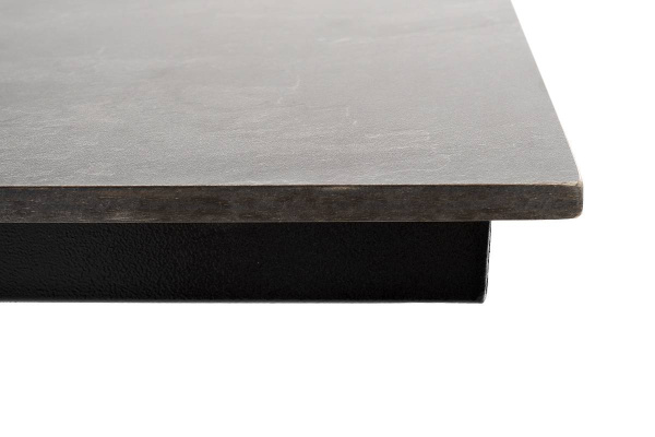 Стол из HPL 140х70 см, Каффе, цвет: серый гранит, подстолье двойное черное