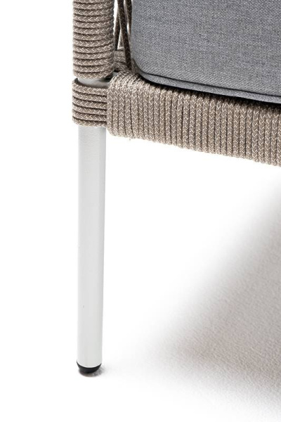 Кресло из роупа, Канны, каркас алюминий светло-серый муар,роуп серый меланж круг.,ткань светло-серая