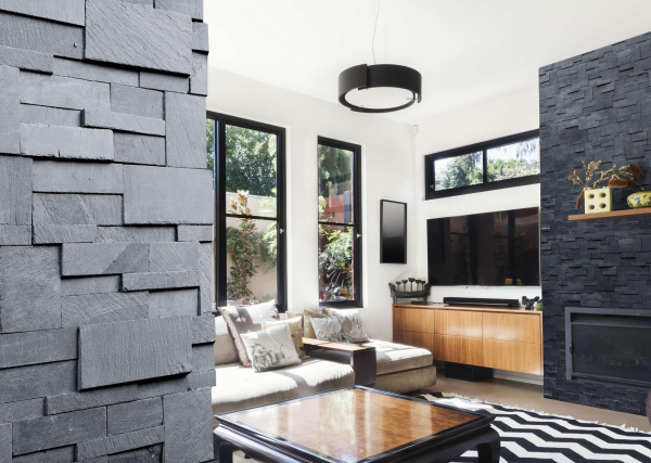 Сланец, 3D панель из камня, 350х180 мм, Modern Black Matt
