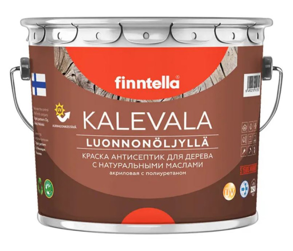 Краска Finntella, Kalevala, для дерева с натур. маслами полуматовая, уп. 0.9 л колеровка