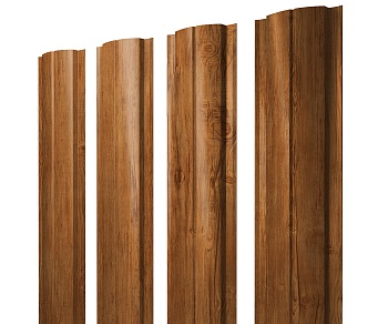 GL Штакетник Полукруглый Slim с прямым резом 0.45 мм, Print Premium, Golden Wood Fresh TwinColor