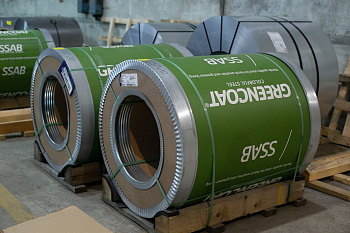 Сталь в рулоне SSAB, 1250 мм 0.5 мм, GreenCoat Pural Matt BT, RR 32