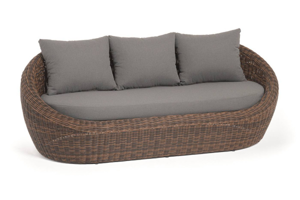 Диван 3-местный из искусственного ротанга, Барселона цвет: коричневый