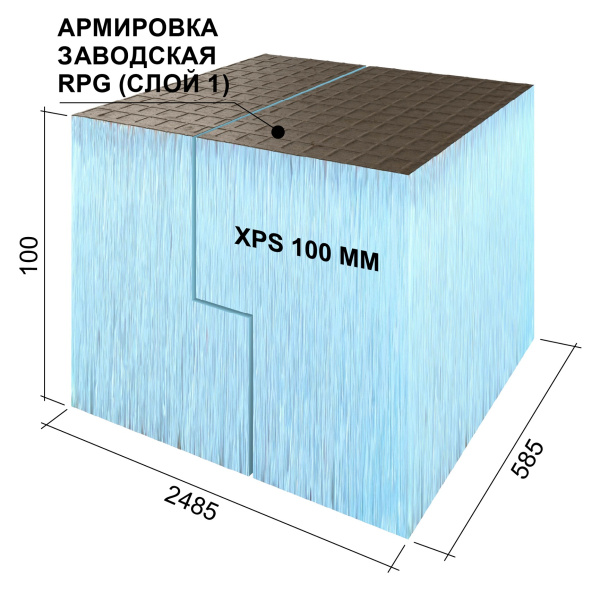Ruspanel RPG 100 мм, 585х2485 мм, с 1- сторонним армированием, кромка L