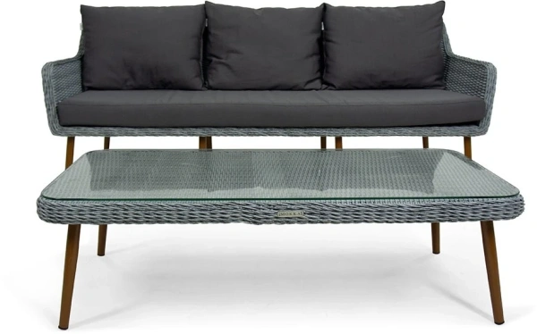 Столик кофейный Mokka Rimini, из искусственного ротанга цвет: серый