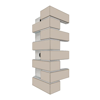 Термопанель угловая Европа с плиткой Keramin, 250х250х600 мм, 80 мм ППС, гладкий, цвет: Амстердам 7