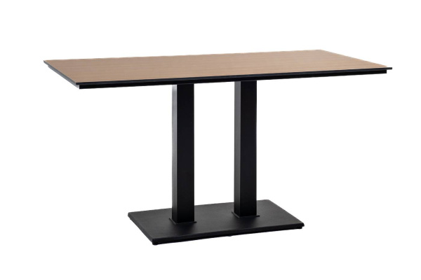 Стол из HPL 140х70 см, Каффе, цвет: дуб, подстолье двойное черное