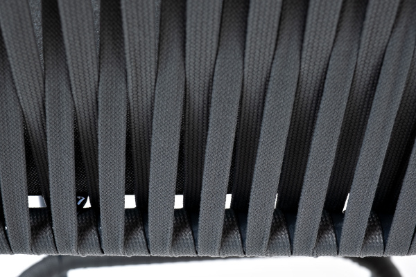 Стул барный из роупа, Бордо, сталь темно-серый муар, роуп серый 15 мм, ткань темно-серая