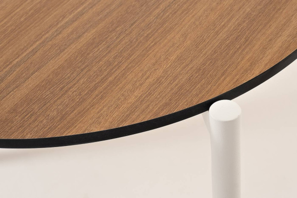 Стол из HPL, Диего, овальный 120х60 см H 40 см, каркас белый муар, цвет дуб