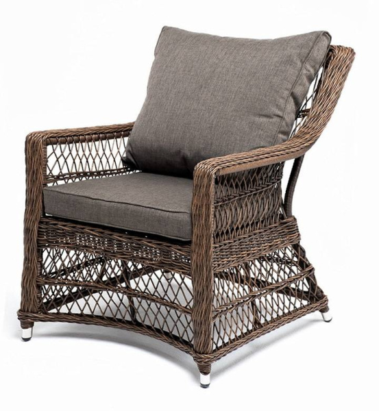 Кресло плетеное из искусственного ротанга, Гранд Латте коричневый
