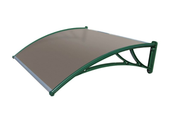 Козырек STOPrain 1200 мм х 930 мм, бронзовый, кронштейн зеленый