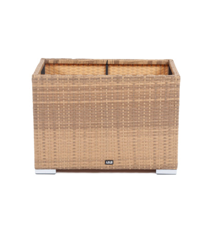 Кашпо для цветов Лунго, плетеное из искусственного ротанга, большое цвет: соломенный