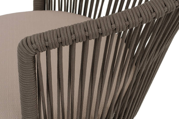 Стул из роупа, Люксембург,каркас-сталь беж.-серый муар,роуп коричневый круглый,ткань Mossle бежевая