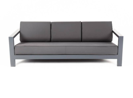 Диван 3-местный, Гранада, алюминиевый каркас темно-серый шагрень, ткань темно-серая
