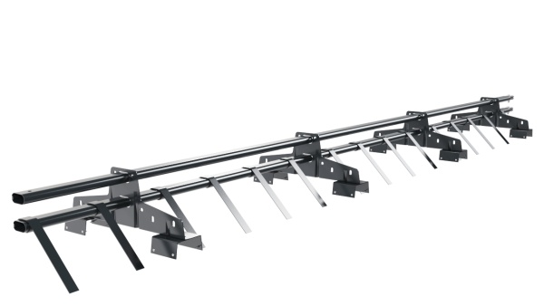 Снегозадержатель для профнастила Н-114 Borge L=3000 мм, 4 опоры, 2 трубы, овал 25х45 RAL 7016