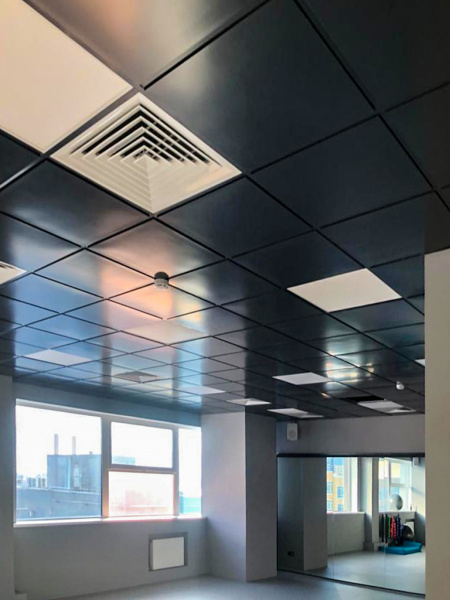 Потолочная кассета алюминиевая Grand Line, Line, открытого типа, 595х595 мм глянцевая, 0.3 мм, Al, без цвета